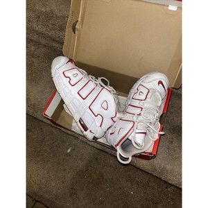 2006 Nike Uptempo Shoes Sneakers University Red / White size 4.5 Vintage 06